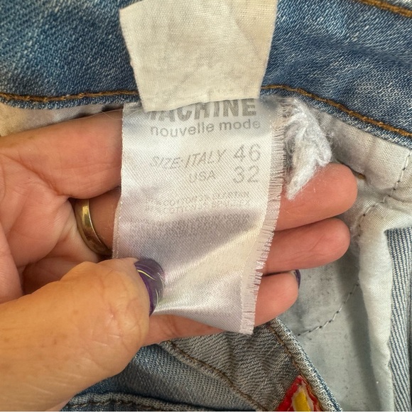 Machine Pour Neuf Mode Women’s Distressed Skinny Blue Denim Jeans Size 32 - Picture 8 of 9
